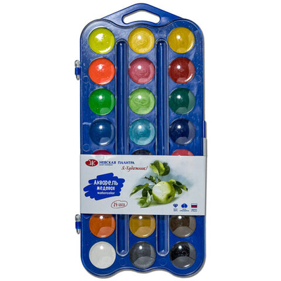 Краски акварельные медовые Я-художник  24 цвета (12-базовых, 6-перламутровых, 6-флуорисцентных)