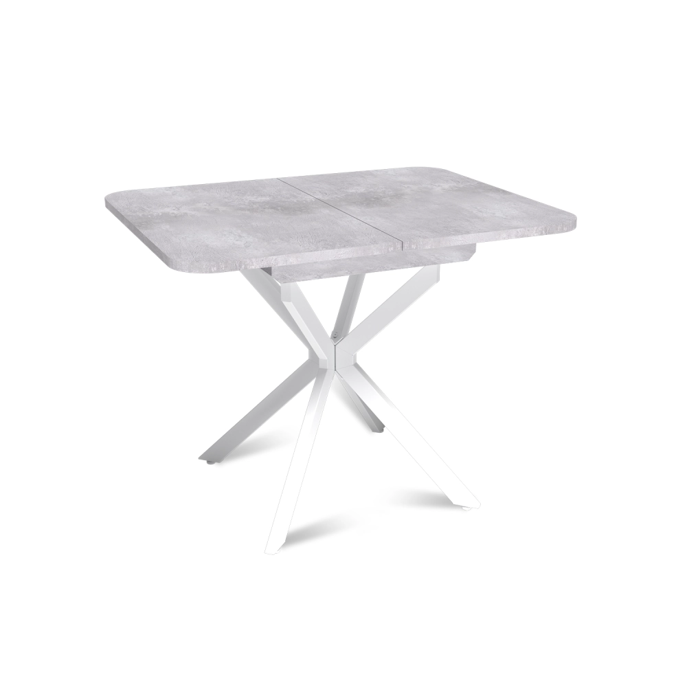 Стол Твист раздвижной (100+30) цемент светлый / опоры белые