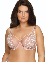 Бюстгальтер на косточках с мягкой чашкой и молочной контрастной отделкой (Размер: 65F) (Цвет: бежевый)