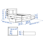Каркас кровати с ящиками - IKEA BRIMNES/LÖNSET/LONSET, 160х200 см, белый, БРИМНЭС/БРИМНЕС/ЛОНСЕТ ИКЕА