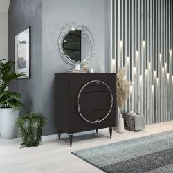 Комод Арт Колор matte Классик Сильвер с 3 ящиками Терпкий коричневый матовый