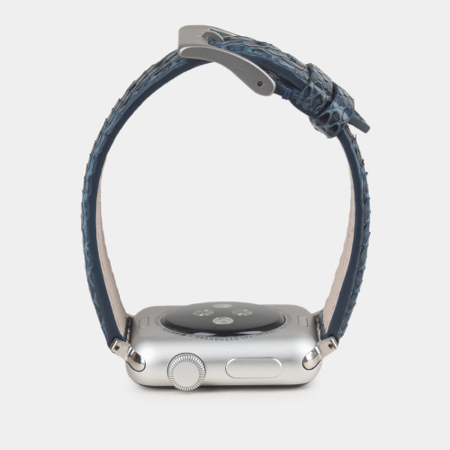 Ремешок для Apple Watch 44/45/46 mm из кожи питона, синего цвета