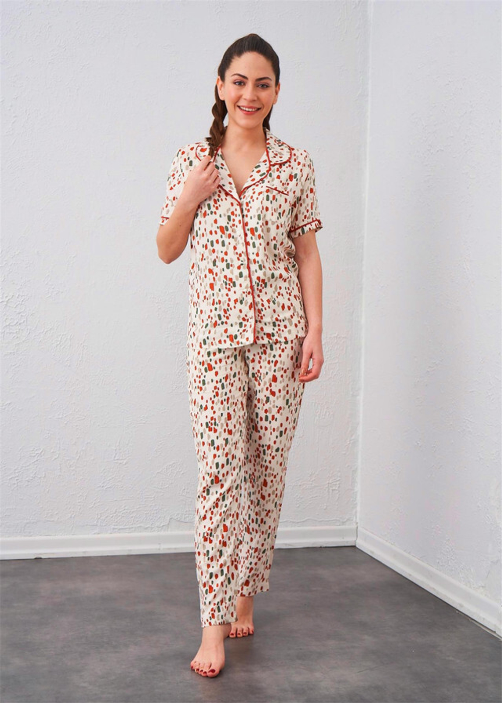 RELAX MODE / Пижама женская со штанами летняя вискоза домашний костюм - 10725