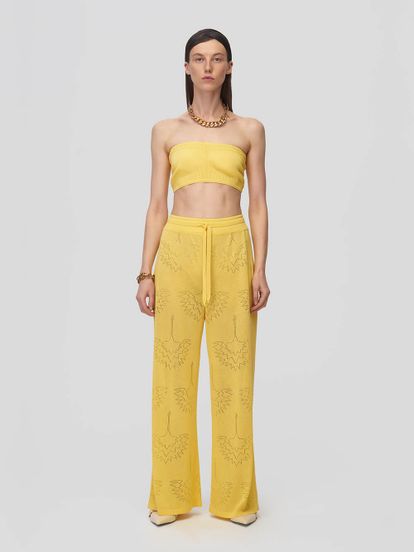Женские брюки желтого цвета из вискозы - фото 6