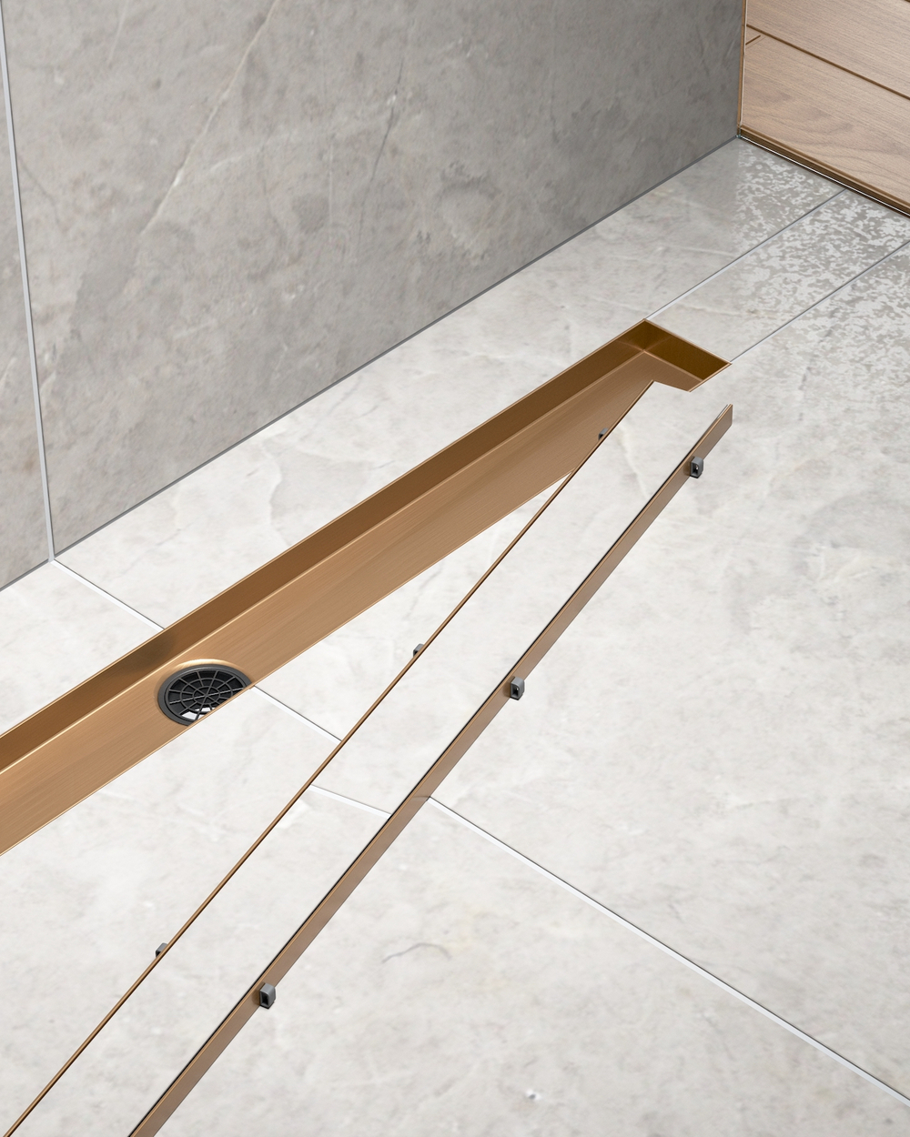 Душевой лоток Drain System 700 DS230207/19 Розовое золото, с панелью «Plate» под плитку