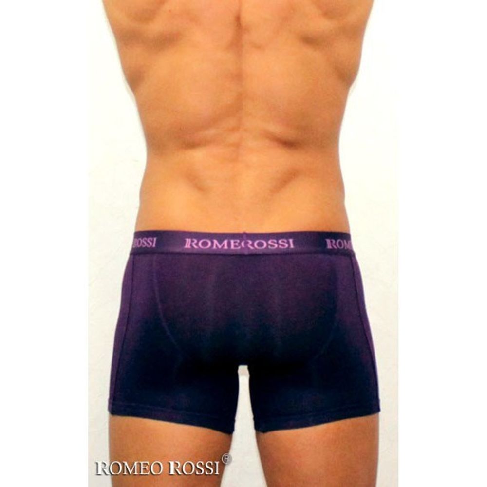 Мужские трусы боксеры удлиненные c резинкой Romeo Rossi баклажановые RR7001-05