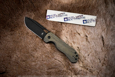 Складной нож Kizer Bugai сталь CPM 3V BlackWash рукоять Микарта
