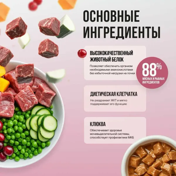 Пауч BOWL WOW для стерилизованных кошек с телятиной с овощами, кусочки в соусе