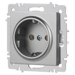 Розетка Intro Accent 6-202-03 2P+E Schuko 16А-250В IP20 СУ AL/CU алюминий