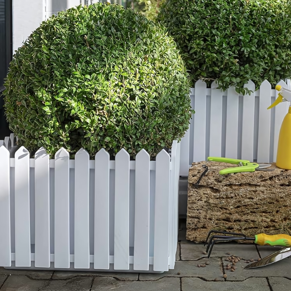 Кашпо квадратное большое "Лардо" с поддоном, 41*41*27 цвет белый