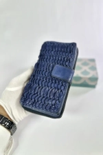 Женский кошелек из натуральной винтажной кожи синего цвета