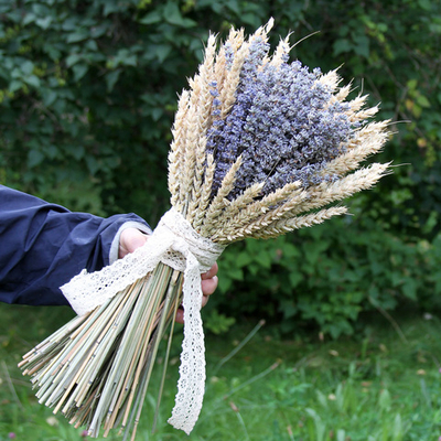 Букет сухоцветов - Лаванда и Пшеница большой 50х30 см
