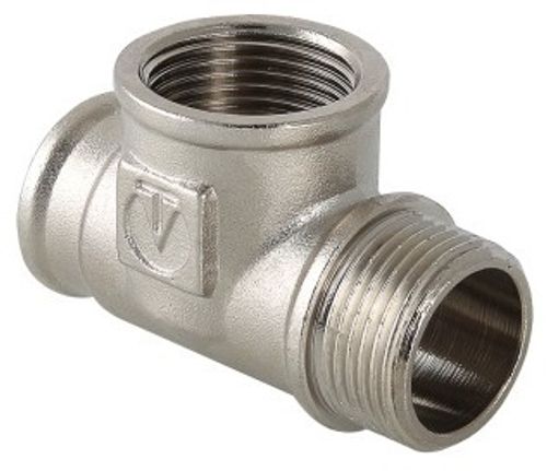 Тройник Valtec 1/2"х1/2"х1/2" ВР/ВР/НР латунный никелированный VTr.134.N.0004