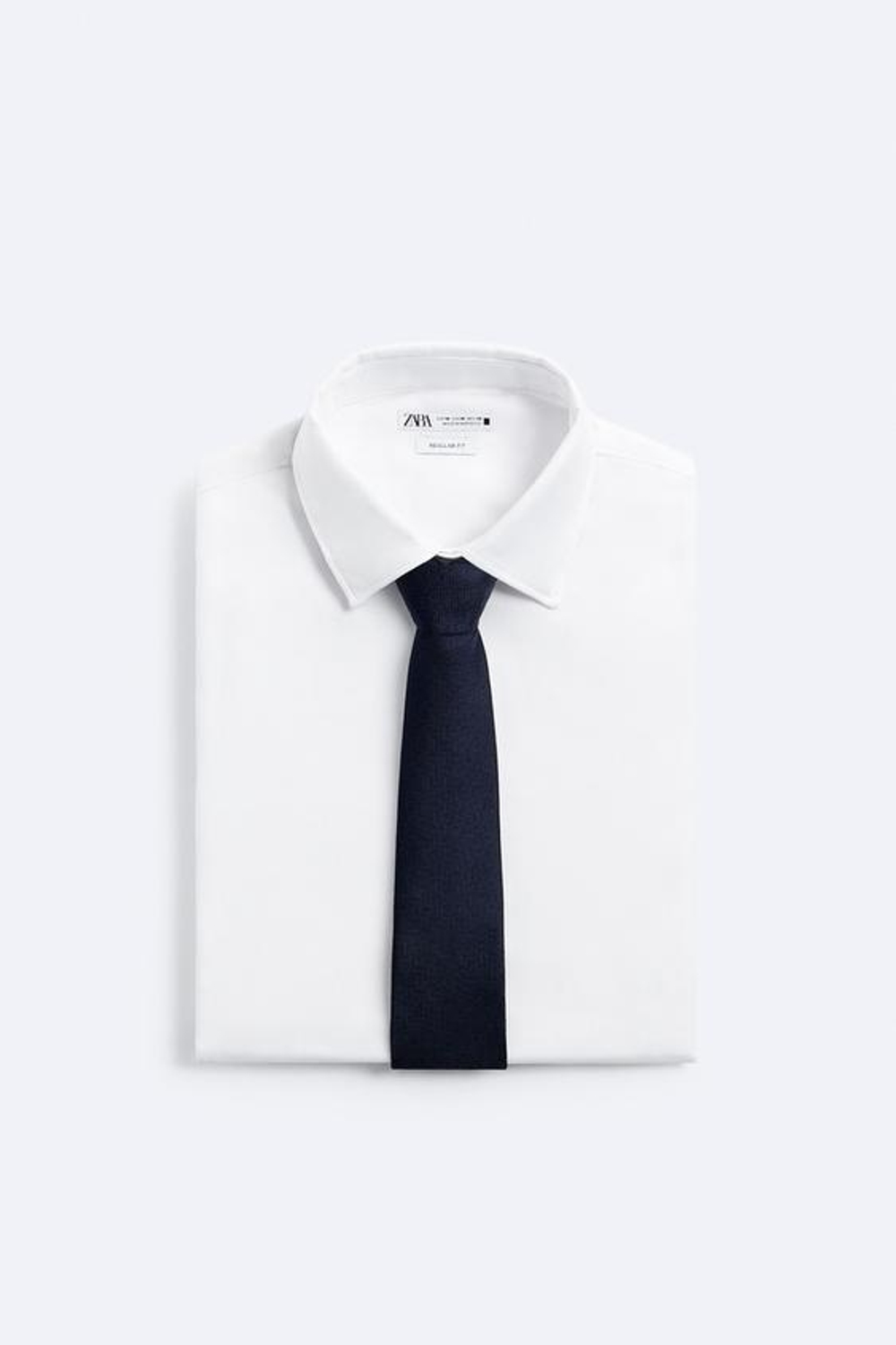 ZARA ГАЛСТУК ИЗ 100% ШЕЛКА С РЕЛЬЕФНЫМ УЗОРОМ, МОРСКОЙ СИНИЙ