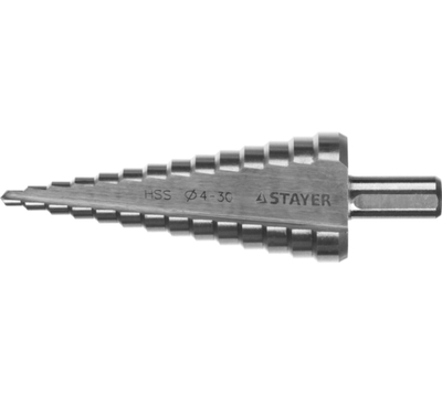 STAYER 4-30 мм, 14 ступеней, сталь HSS, ступенчатое сверло (29660-4-30-14)