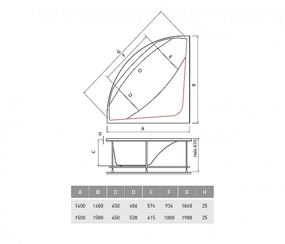 Акриловая ванна Vayer Boomerang 140x140