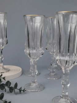 Набор бокалов для шампанского, 160 мл. 6 шт, с золотом