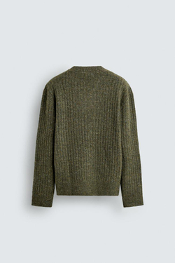 ZARA СВИТЕР В РУБЧИК С ПУГОВИЦАМИ, ЗЕЛЕНЫЙ