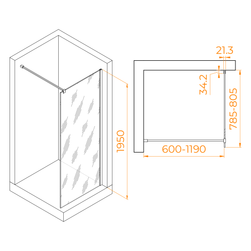 Душевая перегородка RGW WA-001 (Прозрачное, 800)