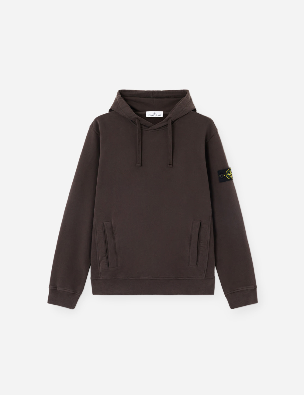 Stone Island Compass Brushed Cotton Jersey Hoodie Lead Grey