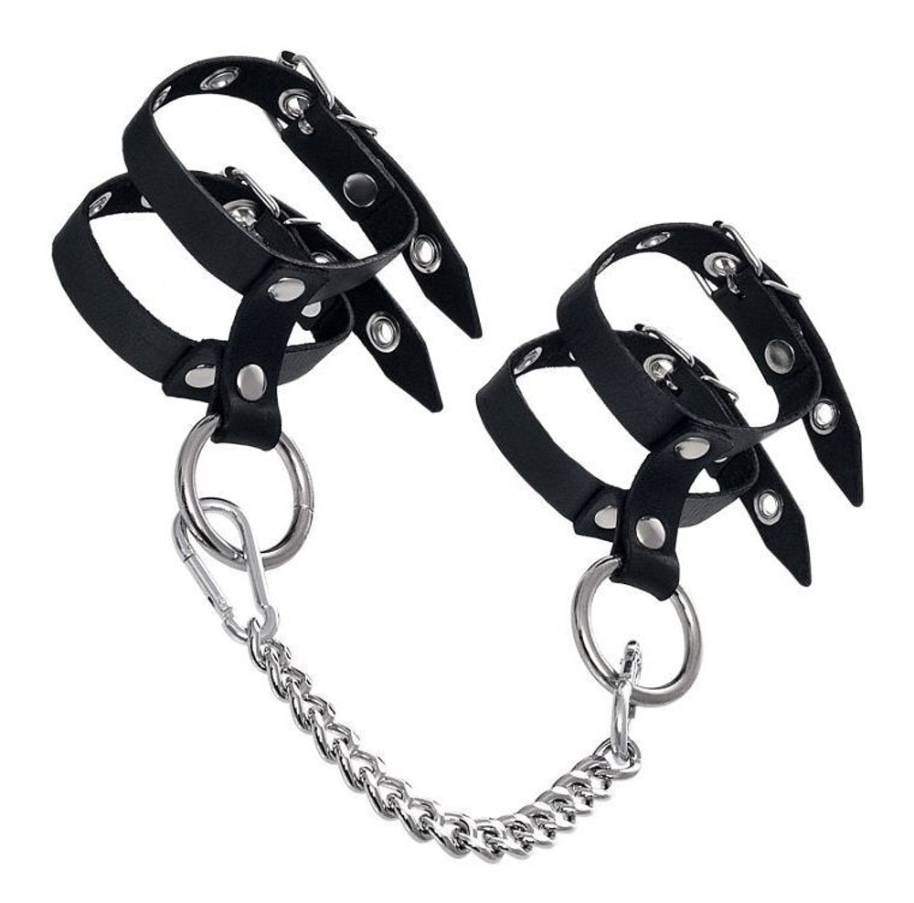 Черные однослойные оковы из двух ремешков (Цвет: черный)