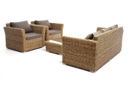 "Капучино" лаунж-зона из искусственного ротанга (гиацинт), цвет соломенный