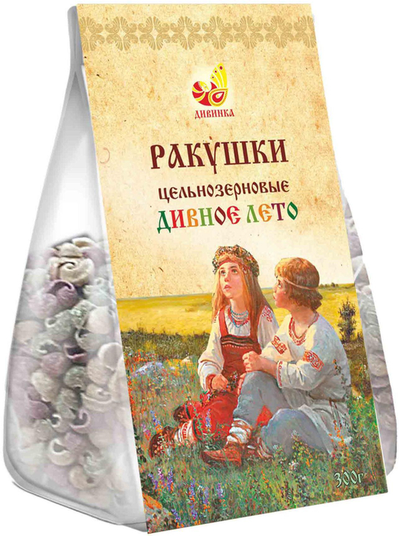 Макаронные изделия Ракушки ц/з пшеничные Дивное лето с морковью, свёклой Дивинка 300г