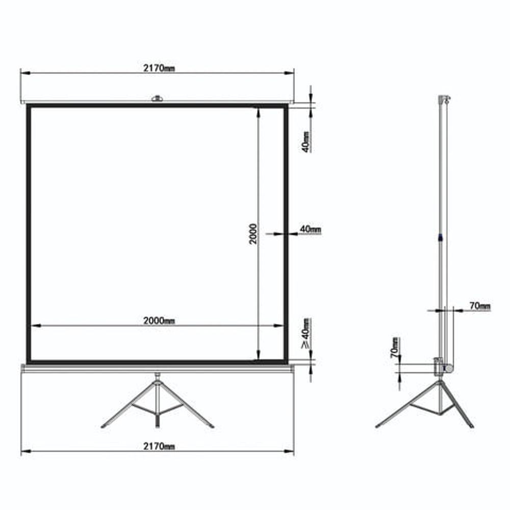 Экран проекционный на треноге (200х200 см), матовый, 1:1, BRAUBERG "TRIPOD", 236731