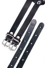 Черный кожаный пояс с кольцами