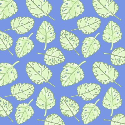 Зелёные листики на фиолетовом фоне