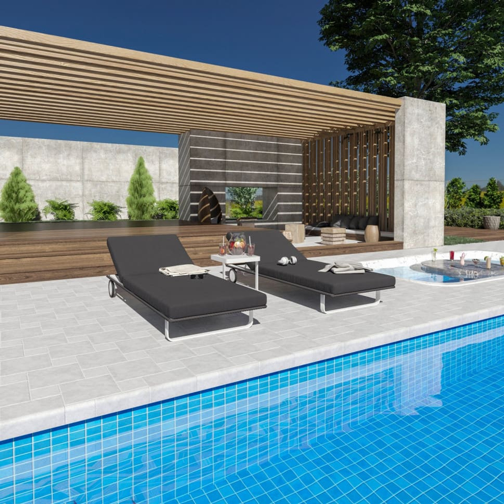 Шезлонг Ideal Patio КОСТА на колесах антрацит - белый каркас