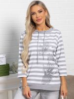 Блуза Весенняя нежность (бело-серая) Б15422-18М LT Collection