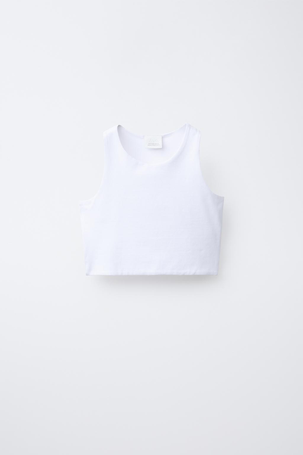 ZARA УКОРОЧЕННЫЙ ТОП НА БРЕТЕЛЯХ, БЕЛЫЙ