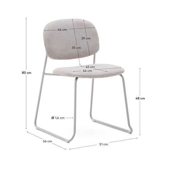 Стул Meli ткань бежевого цвета с бежевыми металлическими ножками Испания 