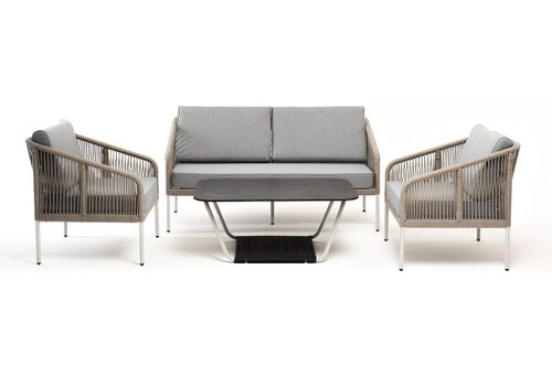Канны лаунж-зона 4-местная из роупа со столом "Глория"