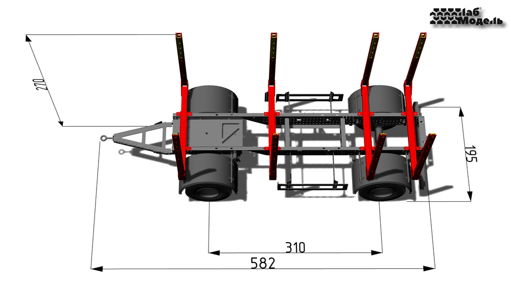 Trailer 2-axle sorting truck in Scale 1/14