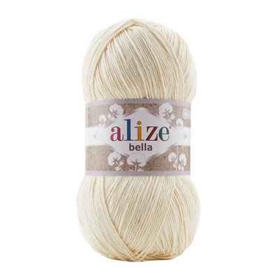 Пряжа Alize (Ализе) Bella 100 / уп.5 мот. по 100 г, 360м, 001 молочный A