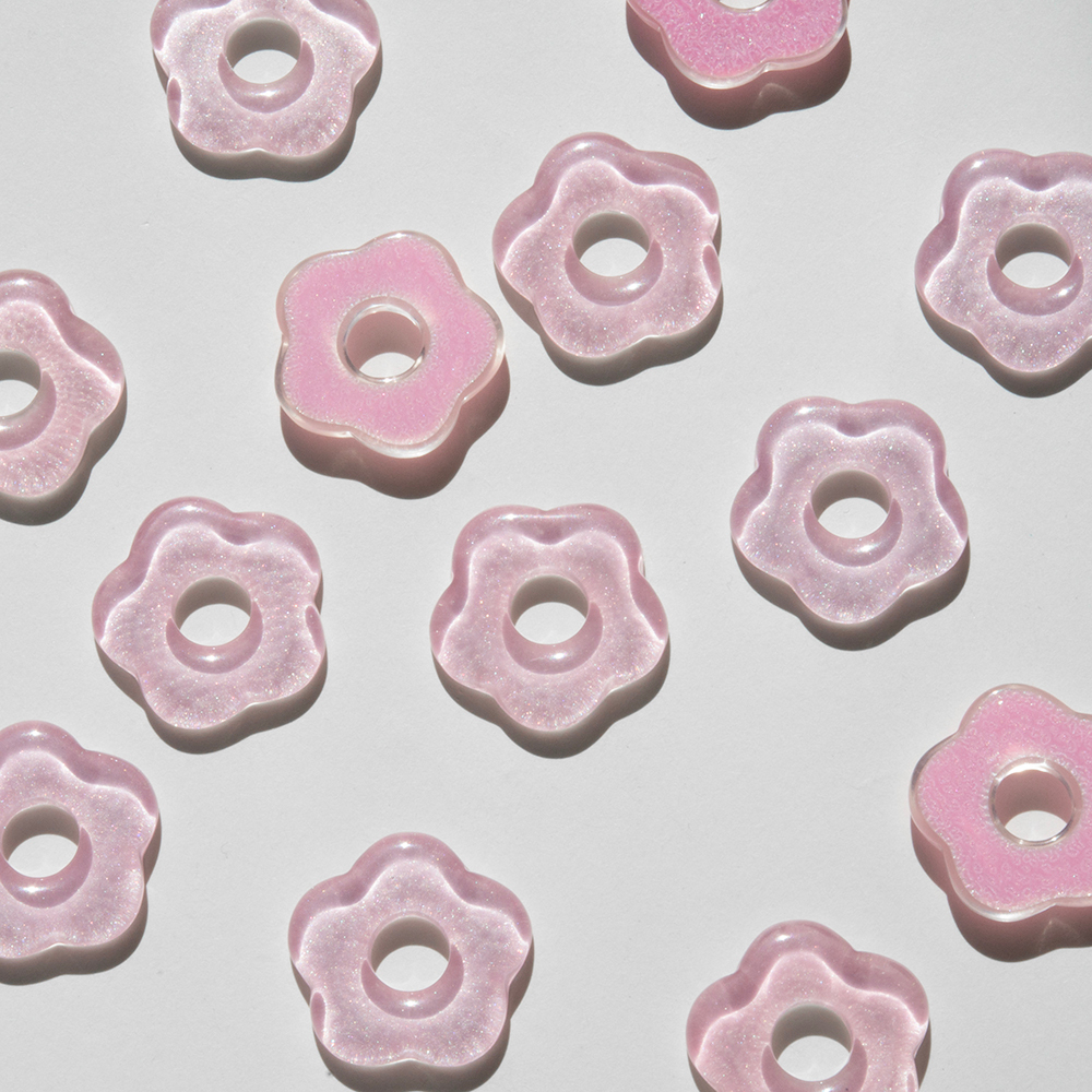 Подвеска "Незабудка", 26мм, розовый акрил