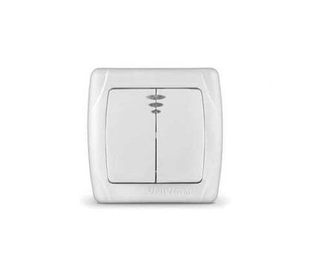 Выключатель двухклавишный с подсветкой "UNIVersal" серия "Маргарита", с/у, 10А, 220В, белый (евросло