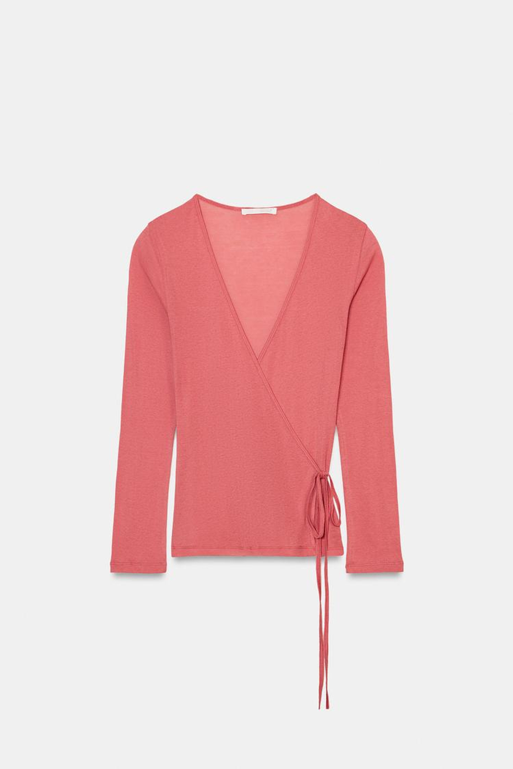 ZARA ФУТБОЛКА С ЗАПАХОМ SUPIMA®, КОРАЛЛОВО-КРАСНЫЙ