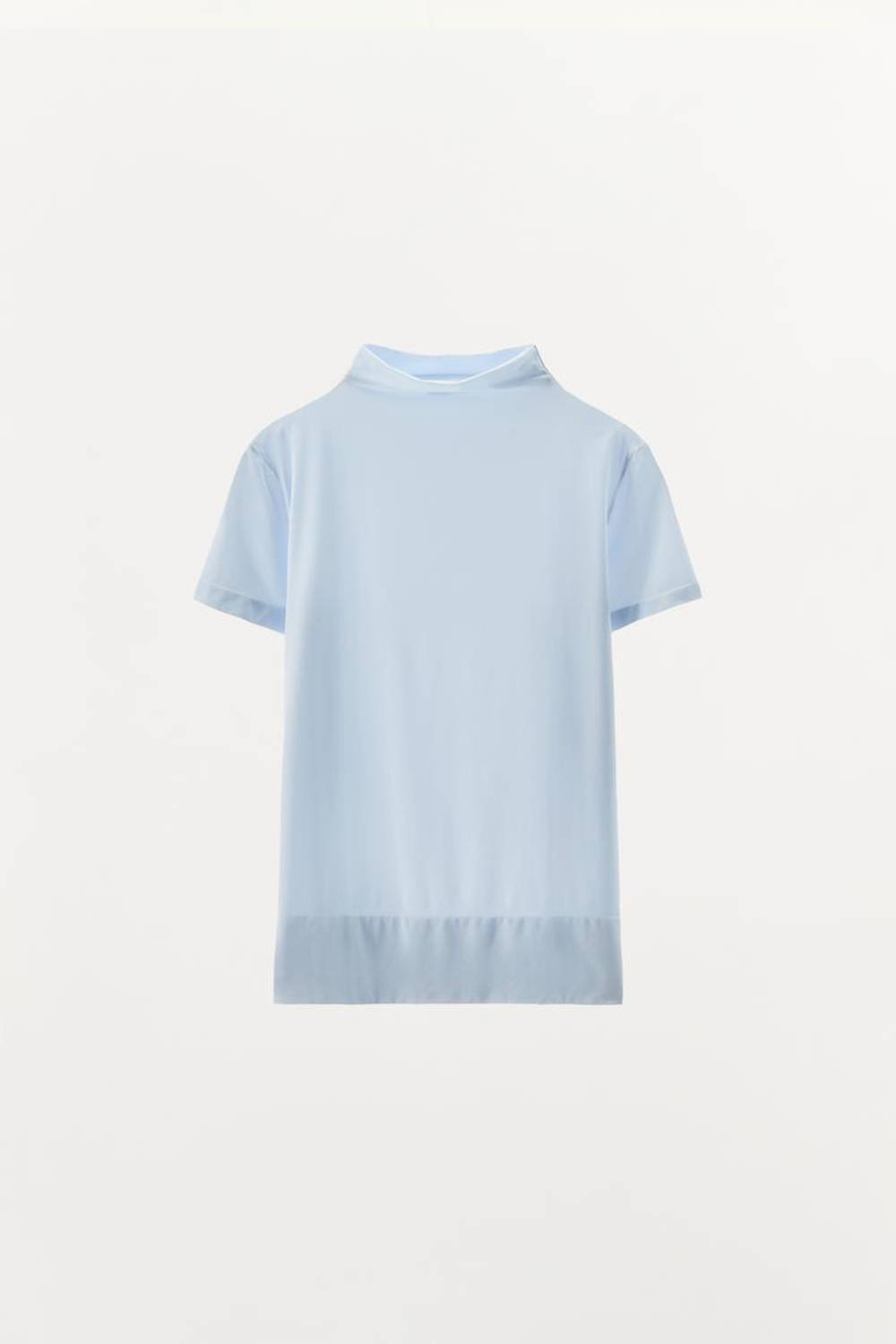 ZARA ТОП С ВЫСОКИМ ВОРОТНИКОМ ИЗ ПОЛИАМИДА, СИНИЙ