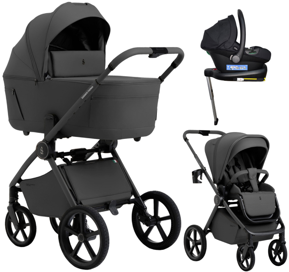 Коляска 4 в 1 Sweet Baby SBL Elegante Therma Colore + автокресло Elegante Plus с базой i-Size ISOFIX DK780 Dark Grey