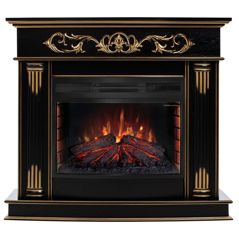 Электрокамин RealFlame Milano DN орех с золотом с очагом Firefield 25 S IR