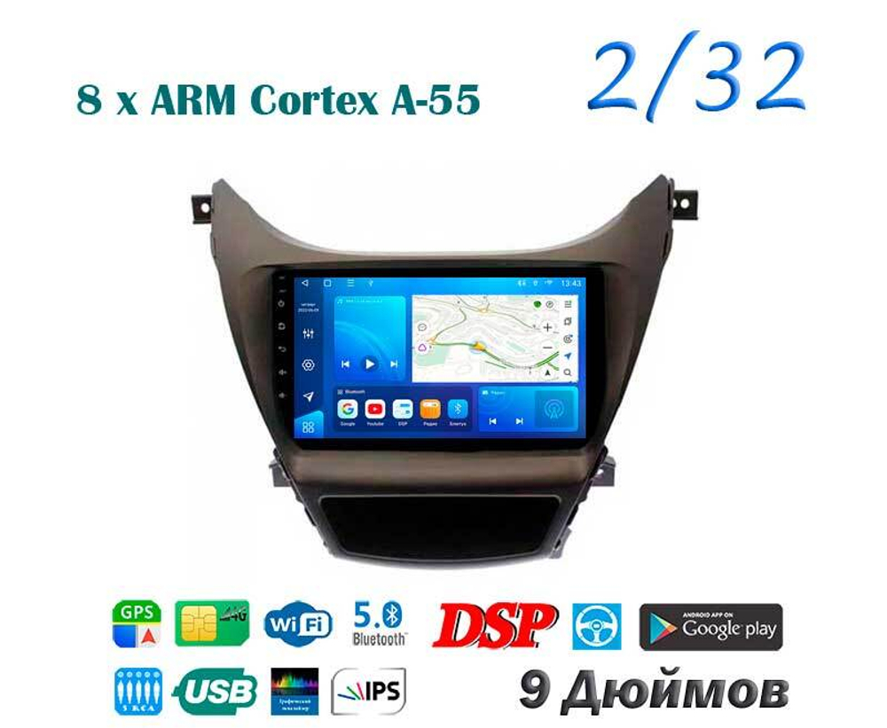 Topway TS18 2+32GB 8 ядер для Hyundai Elantra, Avante 2013-2016