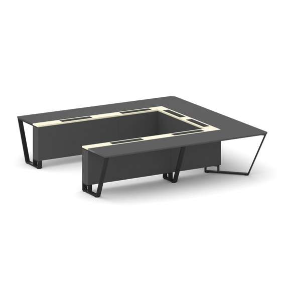 Steel Meet Стол переговорный П-образный KMK-PR.B.SP-11P Антрацит/Ваниль Глянец/Металл Черный 3200*32