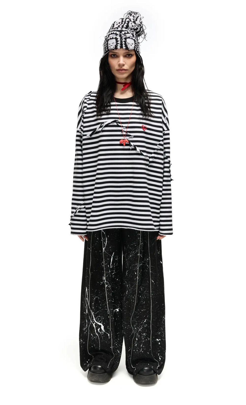 Лонгслив Kraizy Stripes В полоску черно-белый