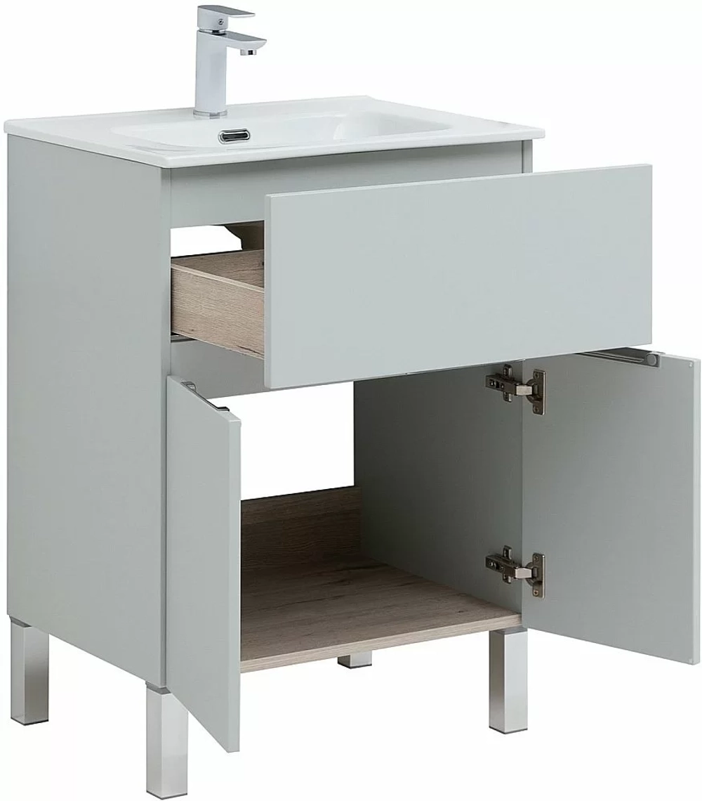 Тумба с раковиной Aquanet Алвита New 277548 60 серый