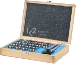 Патрон цанговый OCM КМ3 с резьбой, с набором цанг ER32 3-20 мм, 18 шт.