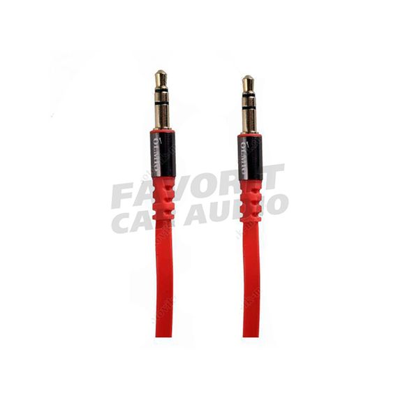 Кабель AUX, Jack 3,5mm(m) - Jack 3,5mm(m) OLMIO, 1.5м, круглый, силикон, боковой, цвет: красный, чёрная вставка