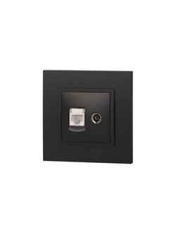 Розетка компьютерная + телевизионная 2-м Elegance 14-3110-05 RJ45 + TV IP20 механизм антрацит Эра Б0034318